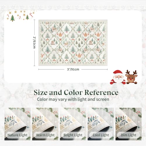 2x3 Christmas Area Rug - Grey Washable Non-Slip Entryway Carpet (Variation: Grey / 2' x 3')