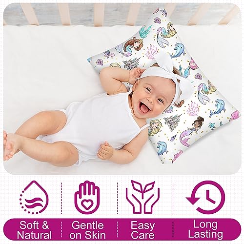 Ganeen Mermaid Toddler Pillowcase Set, 2 Pack Soft Cotton Envelope Cover