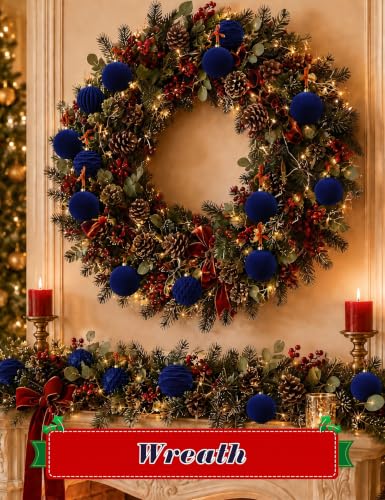 Minetom Navy Blue Christmas Ornaments Set - 15 Pcs, 3.15 Inch Velvet Decorations, Variation of Blue / 3.15 Inch