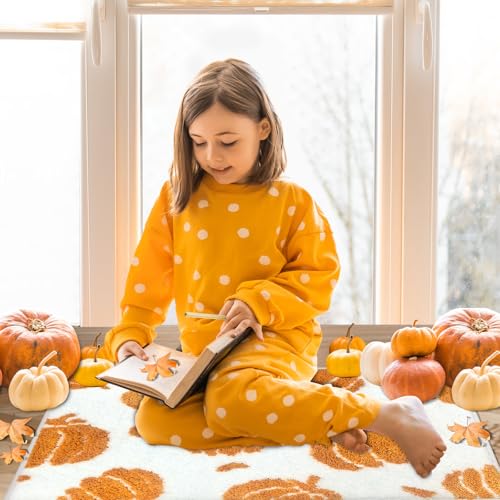 APROPHIC Fall Pumpkin Bath Mat, 17x24in Orange Non-Slip Microfiber Rug