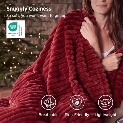 Bedsure Soft Red Throw Blanket for Couch – 50x60 in (Variation: Red / Throw)