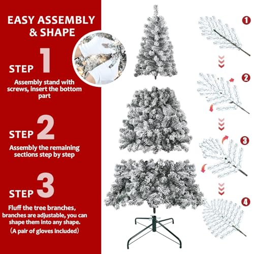 Flocked Unlit 5ft Artificial Christmas Tree with Snowy Look and Premium PVC Branches - Indoor Holiday Decor