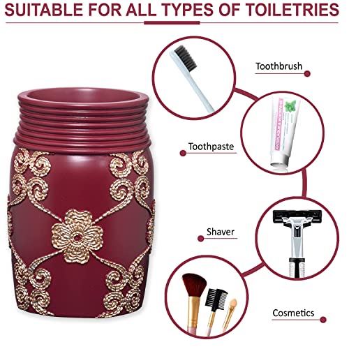 Vlegant Rosa Burgundy/Gold Tumbler - Elegant Bathroom Accessory