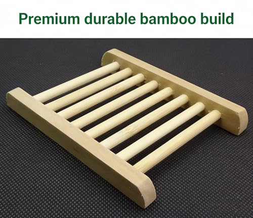 Bamboo Soap Tray Set - 2-Pack Self-Draining Soap Holders