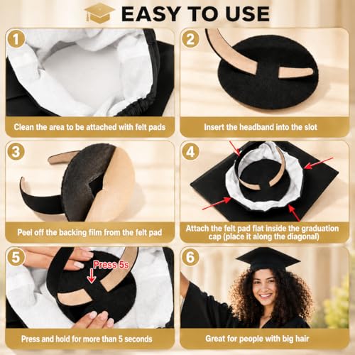 Forenee Graduation Cap Headband Insert Anti-Fall Secure Fit Holder