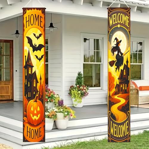 BlissYard Halloween Door Banner 12x71" - Spooky Welcome Sign