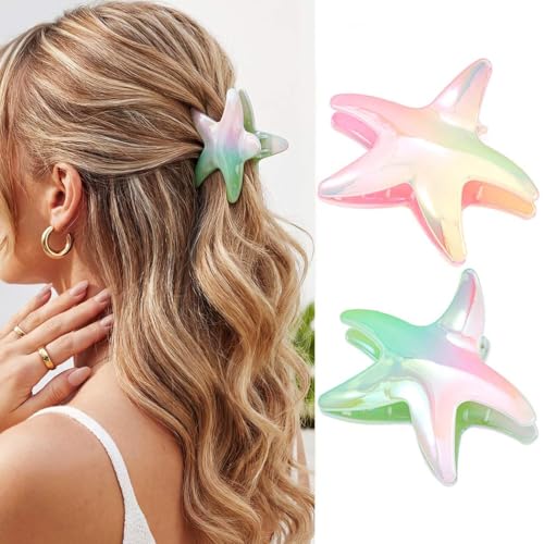 Starfish Hair Claw Clips 2-Pack Acrylic Mermaid Beach Hair Accessories