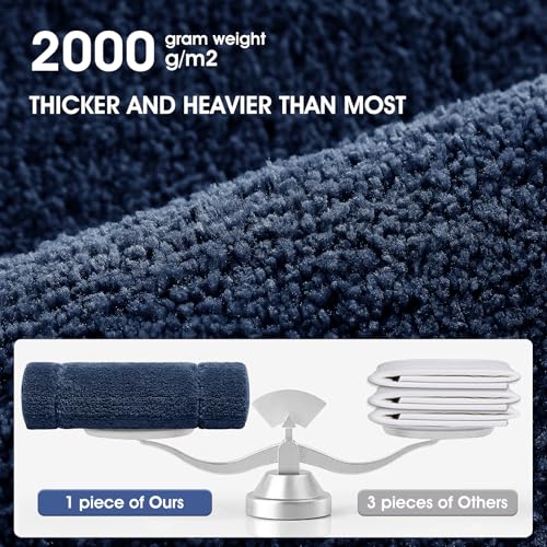 IM HOME Ultra Soft Plush Microfiber Bath Mat - 20" x 32" Navy Blue