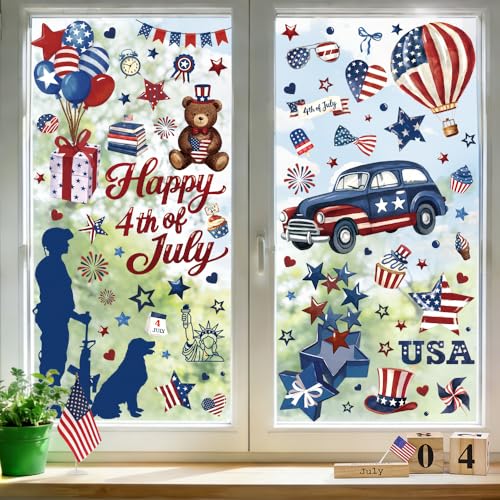 Patriotic 4th of July Window Clings - 8 Sheets of Decals