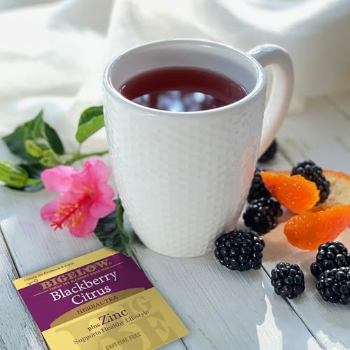 Bigelow Tea Blackberry Citrus Herbal Tea with Zinc, Caffeine-Free - 18 Bags