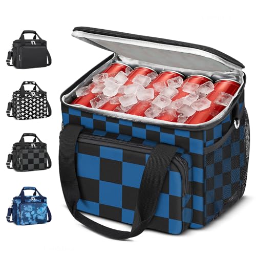 Coobiiya Insulated Lunch Box for Men & Women - 12L Denim Check