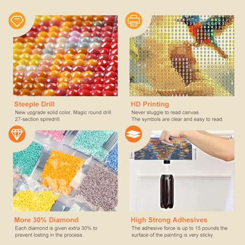 Reluohuo 5D Diamond Painting Kit for Adults - Full Drill DIY Art 12x12
