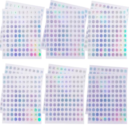 Holographic Number Stickers 1-600 for Nail Polish Swatches & Organization