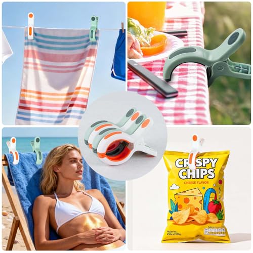 Zacool Jumbo Beach Towel Clips - 8 Pack Heavy Duty Non-Marking