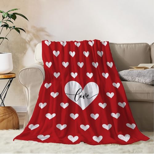YeeJu Valentine's Day Kids Throw Blanket - Red Heart Fleece 40x50