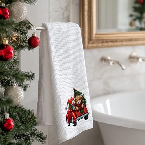BitKan Redcow Cow Christmas Hand Towels - Kitchen & Bathroom Decor, 16x24 inches
