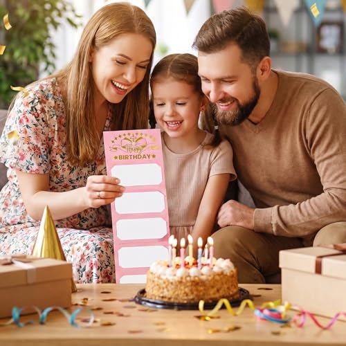 Pink Birthday Money Holder for Cash with Gold Cake Design