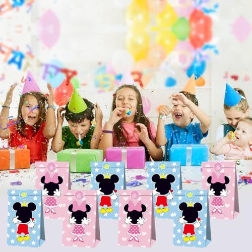 12Pcs Mouse Party Bags with Stickers - Birthday Favor Supplies