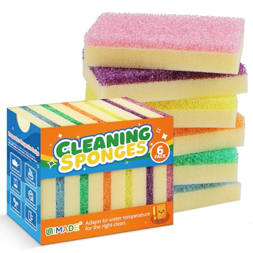 Temperature Responsive Dual-Sided Scrub Sponges - 6 Pack
