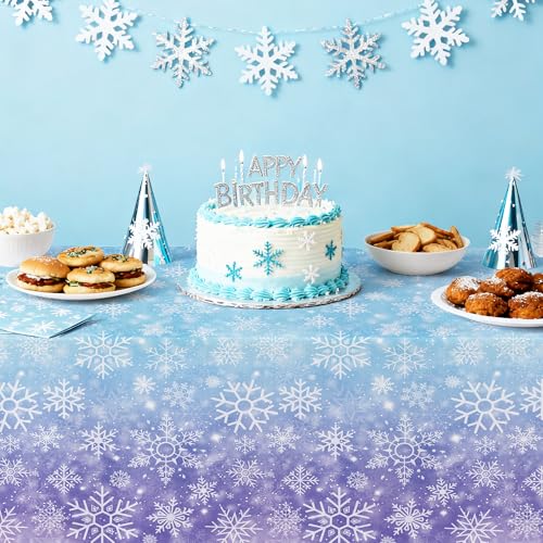Winter Snowflake Tablecloth - 86 x 55 Inch Party Decoration