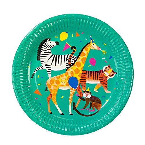 Safari Animal Themed Paper Plates - 8 Pack, 9-Inch Eco-Friendly