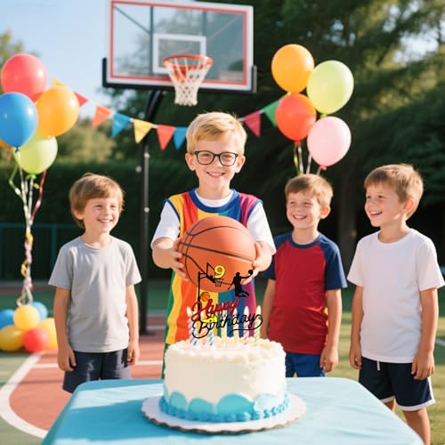 Basketball Cake Topper for 9th Birthday - Glitter Theme Decoration