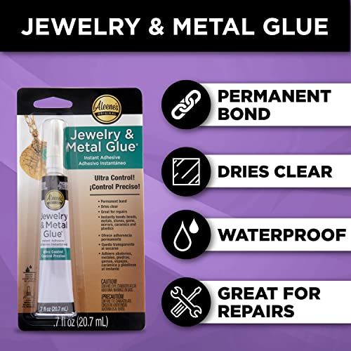 Aleene's Jewelry & Metal Glue 0.70oz - Waterproof Clear Adhesive for Metals & Stones