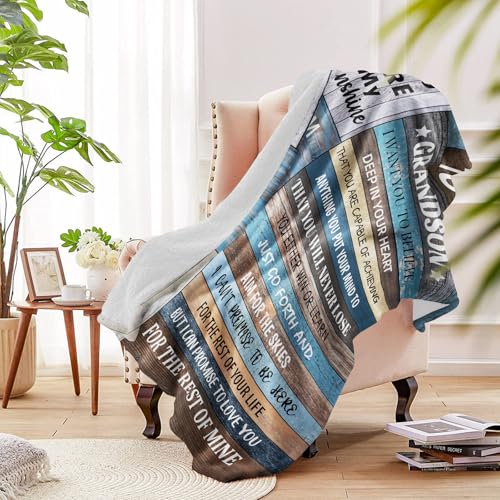 60x50 Blue Grandson Throw Blanket - Birthday & Graduation Gift from Grandma