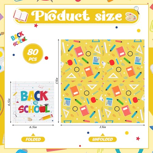 80 Back-to-School Napkins | Cute Pencil & Crayon Designs