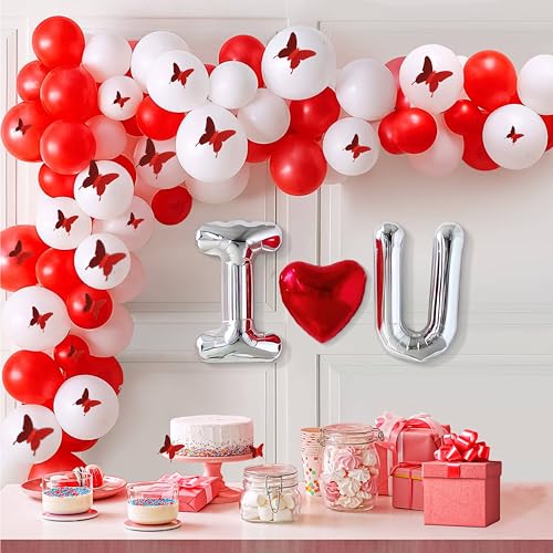 Seyal Glitter 3D Butterfly Wall Stickers Red Sparkle Decor 36 Pcs