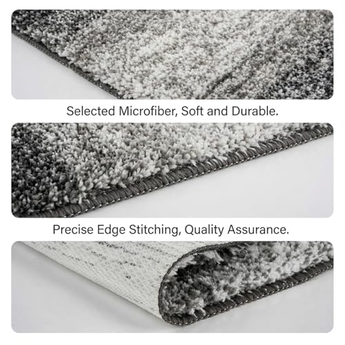 RAINFLOW Gray Microfiber Bathroom Rug, Non-Slip Washable Bath Mat