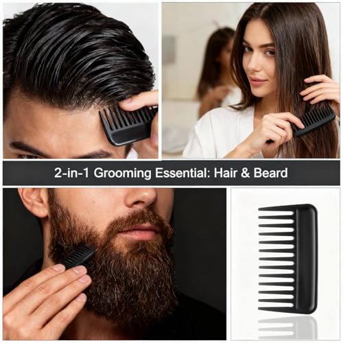TIKIYOUN 4-Piece Wide Tooth Comb Set Mini Pocket Combs for Curly Hair