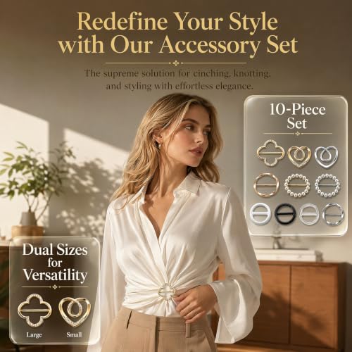 10 Pcs Scarf Rings and Shirt Clips for Women - Fashion Cinch Clips