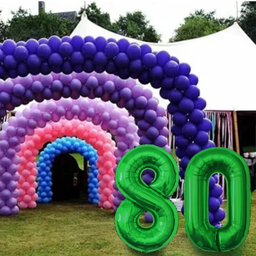 40-Inch Green Number 80 Foil Balloon for 80th Birthday Celebration