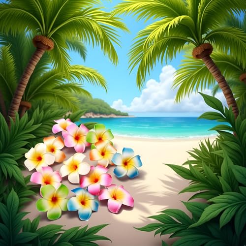 Hawaiian Plumeria Flower Hair Clips 7cm Multicolor Tropical Hair Barrettes 10 Pack