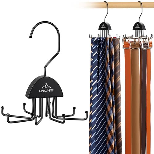 2 Pack Tie and Belt Organizer with 360° Rotating Hooks - Space Saving Storage Solution