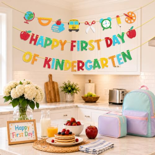 Happy First Day of Kindergarten Banner Set - 3 Pre-Strung Decorations