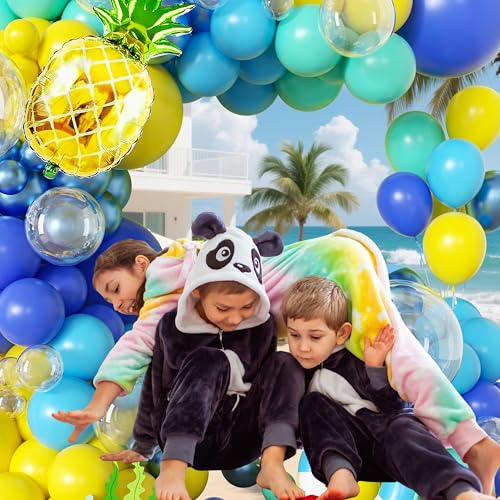 Lazy Time Ocean Cartoon Balloon Arch Kit 101Pcs Yellow Blue Pineapple Party Decor - Sponge Variation