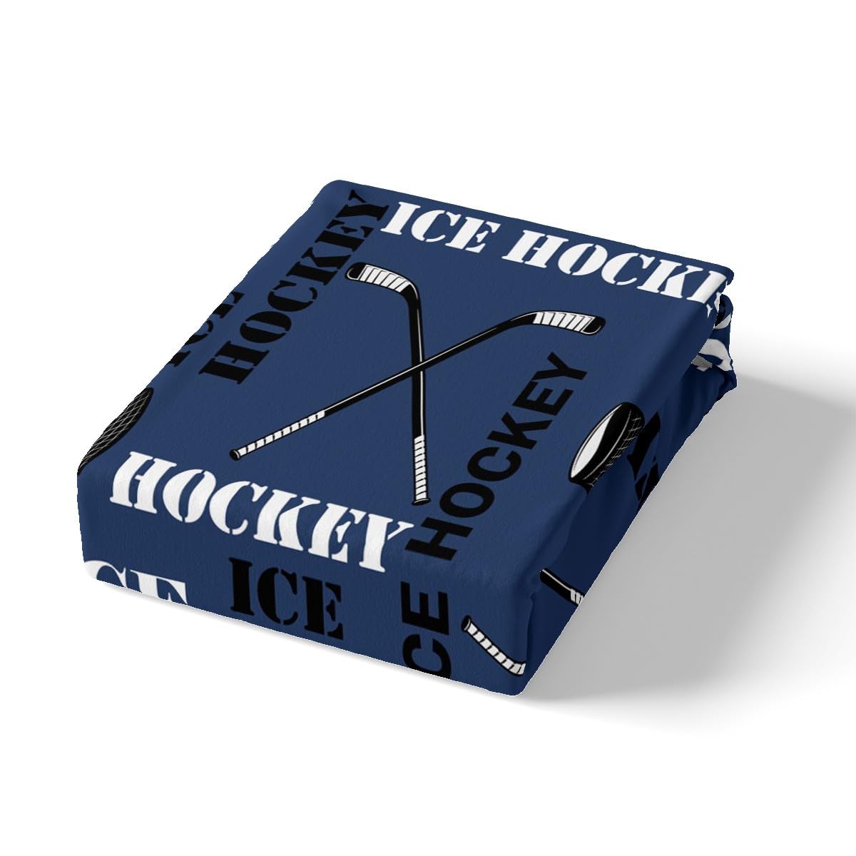 Feelyou Boys Ice Hockey Bed Sheets Twin Size Sports Hockey Pucks Print Sheets Set for Kids Teens Girls Ball Gamer Decorations Bedding Set Blue Fitted Sheet Set Bedroom All Season 1 Pillowcase
