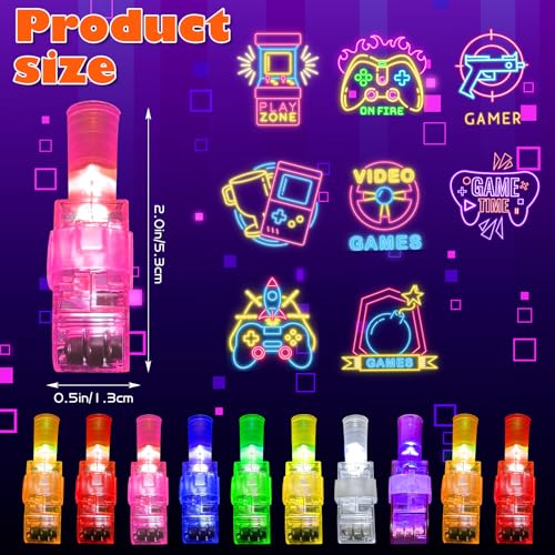 BleSky 24Pack Gamer Party Favors LED Finger Lights - Glow in the Dark Toys