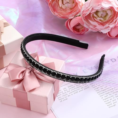 Giantree Black Rhinestone Headband Non-Slip Sparkle Crystal Hair Accessory