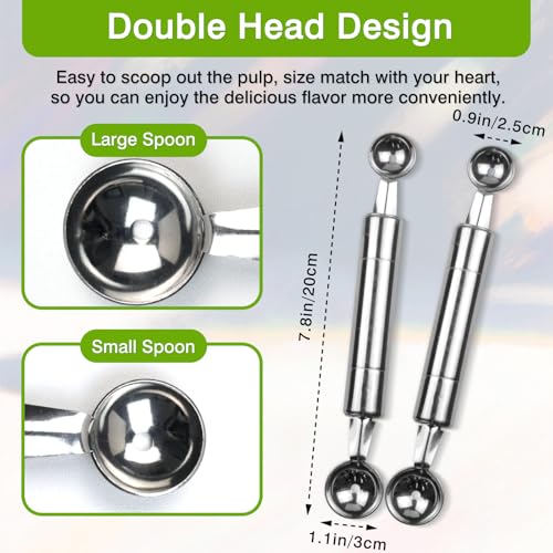 Double-Ended Stainless Steel Fruit & Ice Cream Scoop - 30mm