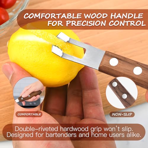 Stainless Steel Channel Knife for Citrus Zesting with Wood Handle