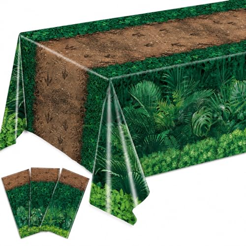 Dinosaur Tablecloths - Pack of 3, 54 x 108 Inches for Parties