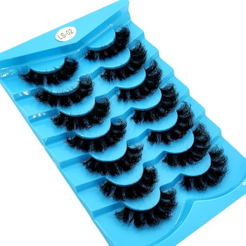 HBZGTLAD Fluffy Faux Mink False Eyelashes 6 Pairs Cat-Eye Wispy Lashes