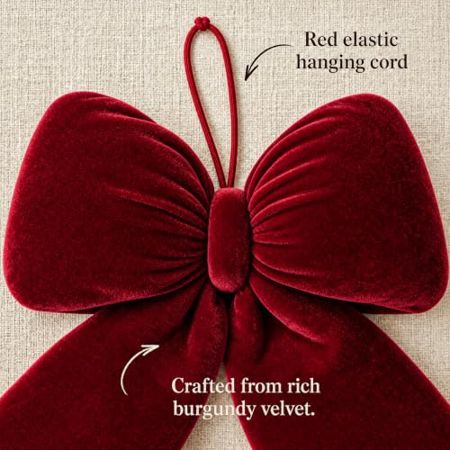 Allyix Christmas Red Velvet Large Bow - 13 x 11.4 Inch Holiday Decor