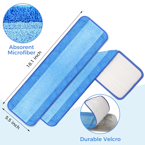 4-Pack 18-Inch Microfiber Mop Pads - Washable Replacement for Bona Mops