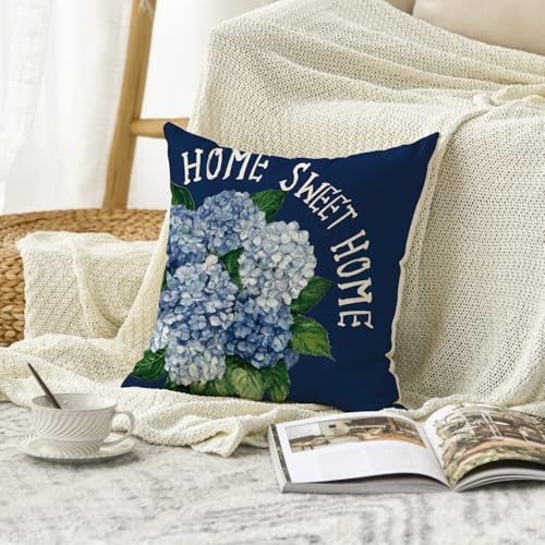 AVOIN colorlife Hydrangea Floral Throw Pillow Cover, 18 x 18 Inch Spring Case