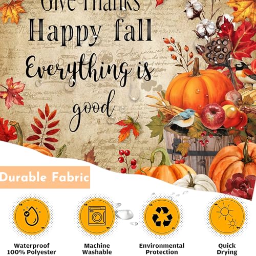 Lindameler Autumn Maple Pumpkin Shower Curtain - 72x72 Waterproof Fall Decor