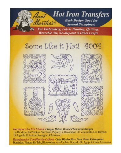 Aunt Martha's Iron-On Transfer Patterns Set for Fabric Art - 5 Designs